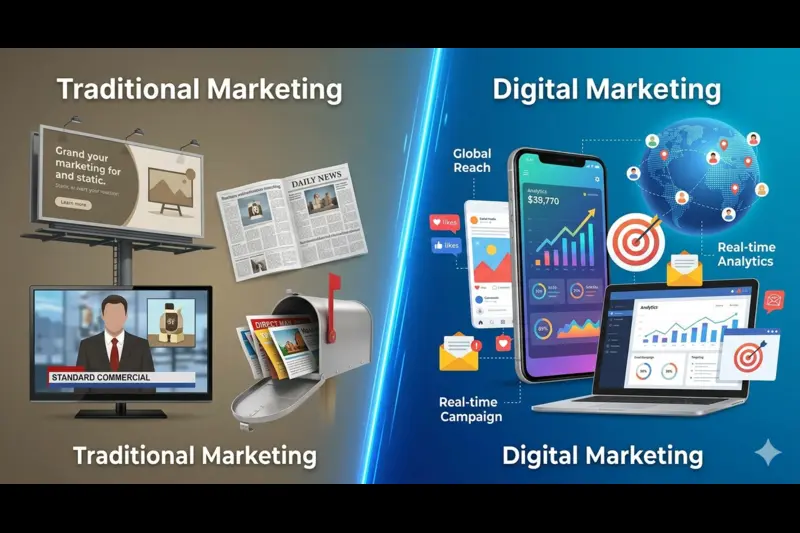 What are the advantages of digital marketing over traditional marketing?